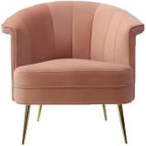 Bronx71® Fauteuil velvet Amy roze - Zetel 1 persoons - Relaxstoel - Fauteuil roze - Fauteuil velvet - Fauteuils met armleuning