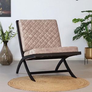 Bronx71® Fauteuil Velvet Madrid Taupe - Zetel 1 Persoons - Relaxstoel - Fauteuil Beige - Velours