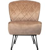 Bronx71® Fauteuil velvet Else Taupe - Zetel 1 persoons - Relaxstoel - Fauteuil Beige - Velours - Fluweel stof