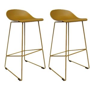 Bronx71® Barkruk Ellen geel Scandinavisch design 76 cm - barkrukken set van 2