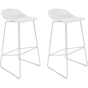 Livin24 Barkruk Ellen wit Scandinavisch design 76 cm- barkrukken set van 2 - barstoel