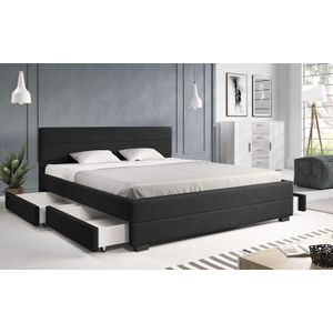 Meubella - Tweepersoonsbed Loox - Zwart - 180x200 cm
