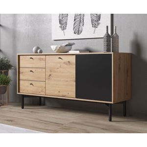 Meubella - Dressoir Fiona - Eiken - Zwart - 151 cm