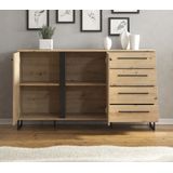 Meubella Dressoir Saturn - Eiken - Zwart - 159 cm