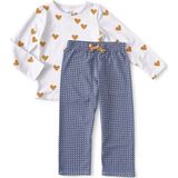 Little Label Pyjama Meisjes - Maat 98-104 - Blauw, Okergeel - Zachte BIO Katoen