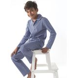 Little Label Geruite Pyjama van Biologisch Katoen Blauw