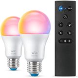 WiZ - Lamp 2-pack - Slimme LED Verlichting - Gekleurd en Wit Licht - E27 Fitting - Mat