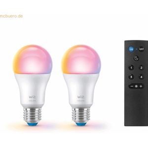 WiZ Starterkit E27 | Peer A60 | RGB + 2200-6500K | 2 lampen en 1 afstandsbediening | 8.5W (60W)