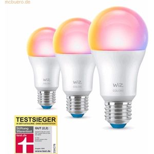 WiZ Lamp 3-pack - Slimme LED-Verlichting - Warm- tot Koelwit Licht - E27 - 60W - mat - Wi-Fi