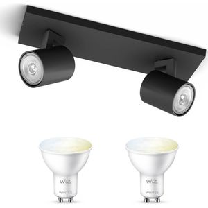 Philips myLiving Runner Opbouwspot - Zwart - 2 Lichtpunten - Spotjes Opbouw -Incl. WiZ Gu10 warmwit tot koelwit licht