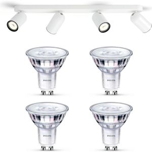 Philips myLiving Pongee Opbouwspot White GU10 - 4 LED Scene Switch Lampen - Wit Licht 50W - Dimbare Plafondspots - Wit