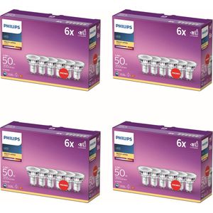 Philips - Voordeelverpakking - GU10 - LED Spotlamp - Warmwit Licht - Set van 24 Stuks