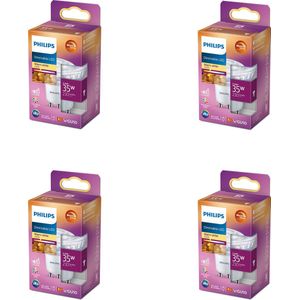 Philips Voordeelverpakking - GU10 - WarmGlow LED Spotlamp - 35W - Dimbaar - Warmwit Licht - Set van 4 Stuks