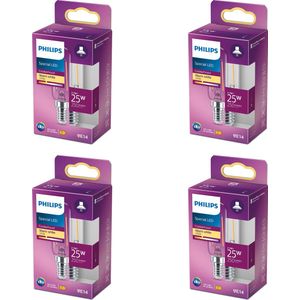 Philips Voordeelverpakking - E14 - LED Afzuigkaplamp - Helder - 25W - Niet Dimbaar - Warmwit Licht - Set van 4 Stuks
