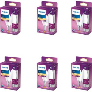 Philips LED Kaarslamp E14-25W - Warmwit Licht - Niet Dimbaar - 12 Stuks - Bespaar op je Energiekosten - Voordeelverpakking