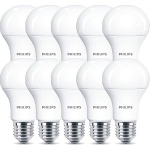 10x Philips LED lamp E27 | Peer A60 | Mat | 3000K | 8W (60W)