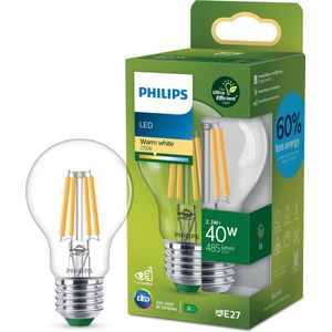 Philips Ultra Efficient LED lamp Transparant - 40 W - E27 - Warmwit licht