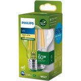 Philips Ultra Efficient LED lamp Transparant - 60 W - E27 - Warmwit licht