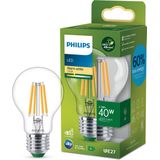 Philips Ultra Efficient LED lamp Transparant - 60 W - E27 - Warmwit licht