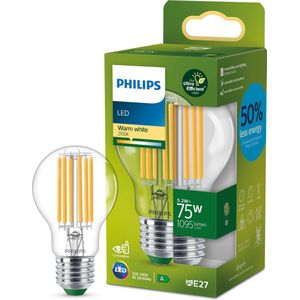 Philips LED lamp E27 | Peer A60 | Ultra Efficient | Filament | 2700K | 5.2W (75W)