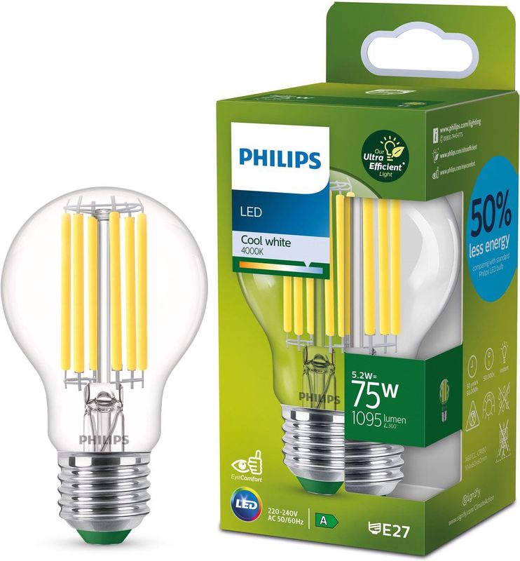 Philips - Peerlamp - Wit - E27 - 5.2W - 4000K - 1095 Lumen