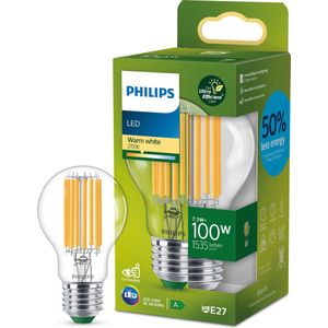 Philips Ultra Efficient LED lamp Transparant - 100 W - E27 - Warmwit licht