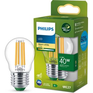 Philips Ultra Efficient LED kogellamp Transparant - 40 W - E27 - Warmwit licht