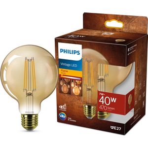 Philips - Led Lamp - Bolvorm - Goudkleurig - E27 - Dimbaar - Flame Wit Licht - 7W