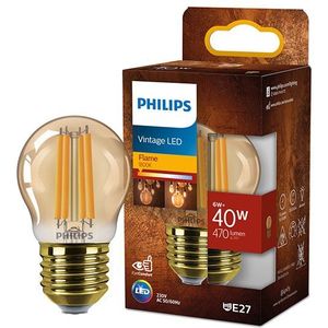 Philips LED lamp E27 | Kogel P45 | Filament | Goud | 1800K | 6W (40W)