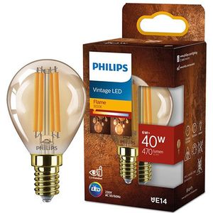 Philips LED lamp E14 | Kogel P45 | Filament | Goud | 1800K | 6W (40W)