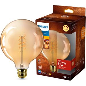 Philips - LED Globe Filamentlamp - Goud - Dimbaar - E27 Fitting