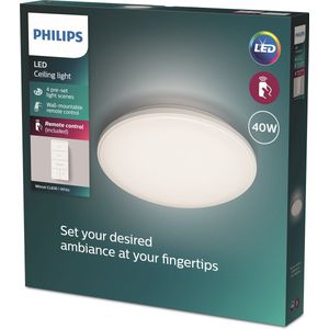 Philips Verlichting - LED plafondlamp, diameter 48 cm, 40 W, dimbaar, met afstandsbediening, wit 929003317001