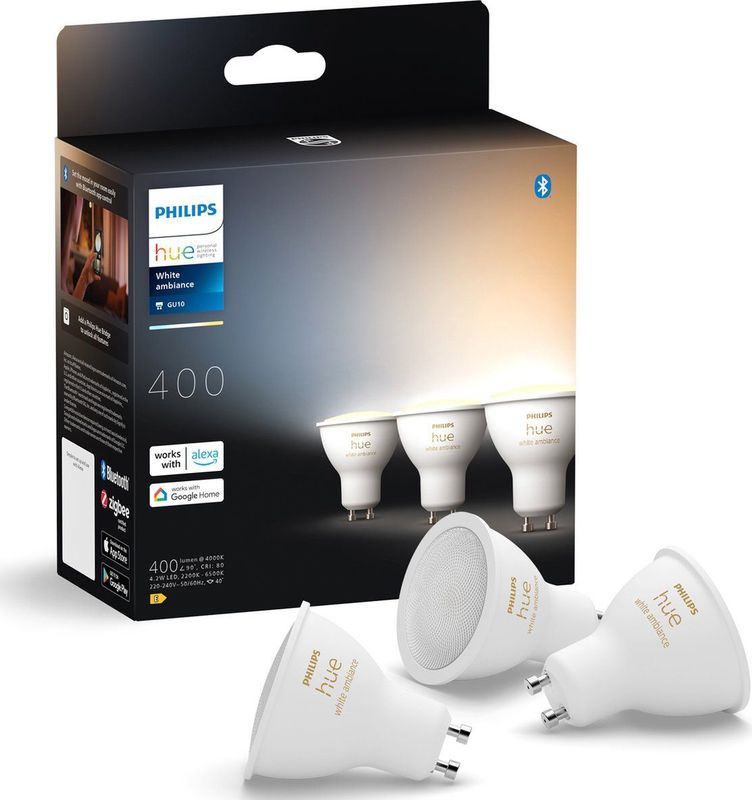 Philips Hue Spot - Warm tot Koelwit Licht - 3 Pack - GU10 - Slimme Verlichting
