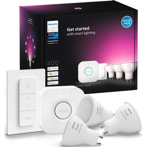 Philips Hue Starterkit - Wit en Gekleurd Licht - 3 Lampen - 1 Dimmer Switch