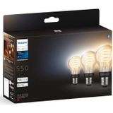 Philips - Hue Filament Standaardlamp - Warm tot Koelwit Licht - E27 - 3-Pack