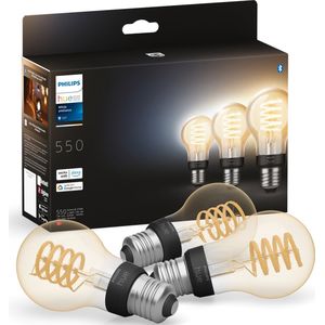 Philips Hue Filament E27 | Peer A60 | White Ambiance | 550 lumen | 7W | 3 stuks