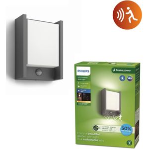 Philips Arbour wandlamp - Ultra Efficient - antraciet - met sensor - 3,8W