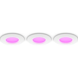 Philips Hue inbouwspot dun wit en gekleurd licht 3 lampen Ø90mm wit