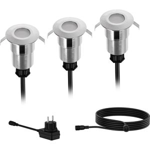 Philips GardenLink grondspot | Spore | 2700K | IP44 | 3W | 24V | Zilver | Set van 3