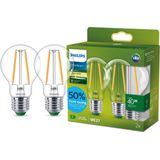 Philips Ultra Efficient LED lamp Transparant - 40 W - E27 - Warmwit licht - 2-pack