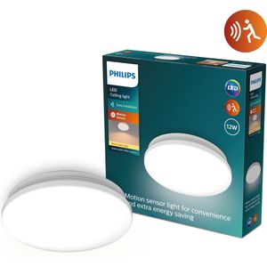 Philips Acuna plafondlamp met sensor | 2700K | Ø 24.5 cm | Wit | 12W