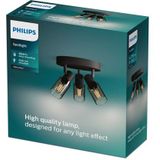 Philips - Palms Spot - Plafondspot - Zwart - Gerookt Glas - E14 Fitting