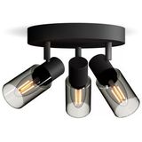 Philips - Palms Spot - Plafondspot - Zwart - Gerookt Glas - E14 Fitting