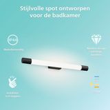 Philips Rover Spiegelverlichting - Spatwaterdicht IP44 - 10W - Warmwit licht - Badkamerlamp - Cilindervormig - Zwart