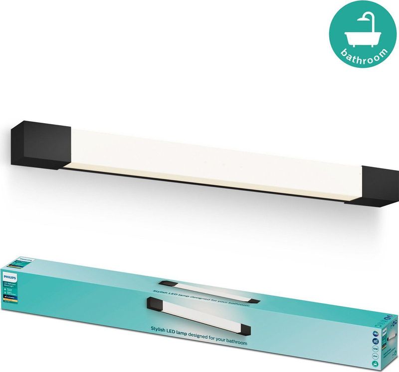 Philips - Rover - Wandlamp - Cilindervormig - Zwart - Spatwaterdicht IP44 - 10W - Warmwit licht