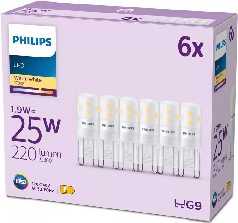 Philips LED Capsule - 25 W - G9 - Warmwit licht - 6 stuks