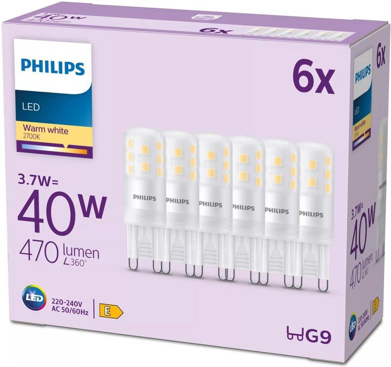 Philips LED Capsule - 40 W - G9 - Warmwit licht - 6 stuks