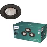 Philips - Sparkle - Inbouwspot - Zwart - Dimbaar - 5.5W - Multi-pack 3 stuks