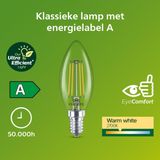 Philips Ultra Efficient LED kaarslamp Transparant - 40 W - E14 - Warmwit licht - Energielabel A