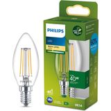 Philips Ultra Efficient LED kaarslamp Transparant - 40 W - E14 - Warmwit licht - Energielabel A